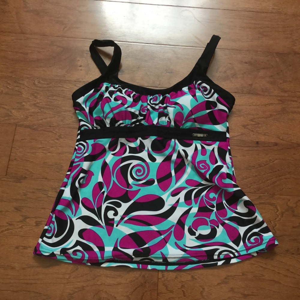 Zero XPosur Pink, Blue Tankini Swim Top Size 8 Beach Vacation Pool Summer
